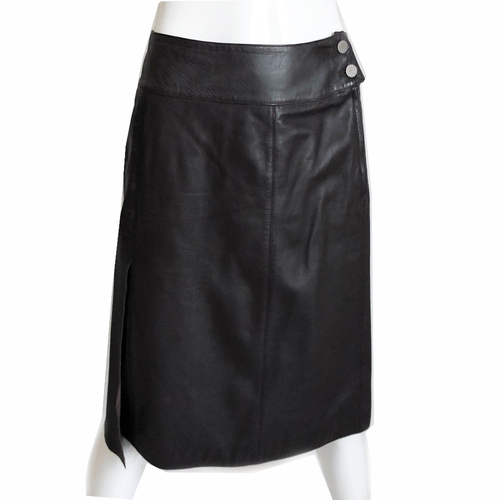 Chanel Spring 1999 Mocha Lambskin Asymmetric Leather Skirt Sz 36 Vintage